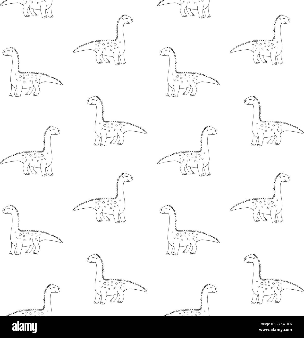 Vectoriel dessin de doodle dessiné à la main diplodocus dinosaure isolé sur fond blanc Illustration de Vecteur