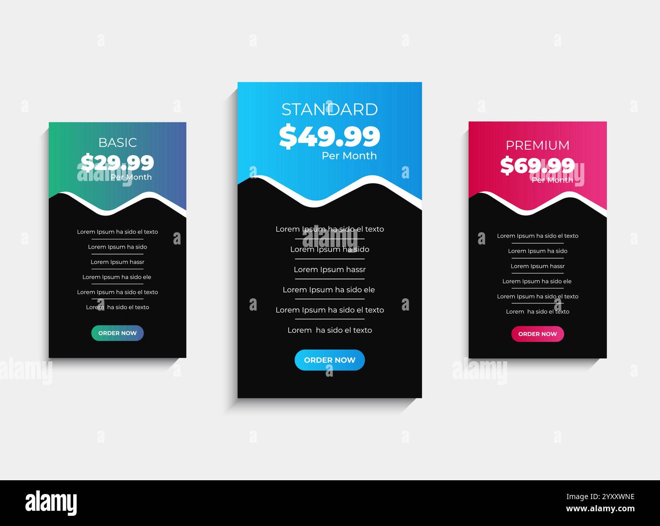 Conception de modèle de tableau de comparaison de prix moderne Illustration de Vecteur