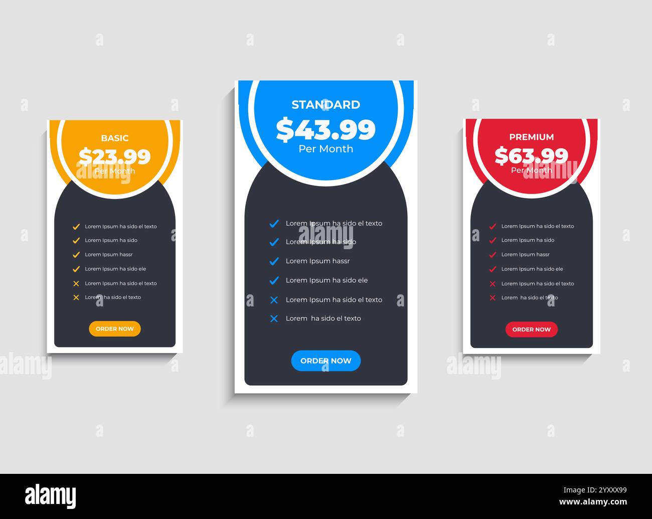 Conception de modèle de tableau de comparaison de prix moderne Illustration de Vecteur