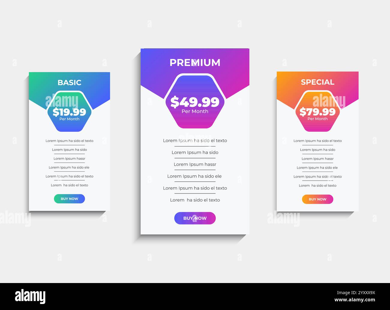 Conception de modèle de tableau de comparaison de prix moderne Illustration de Vecteur