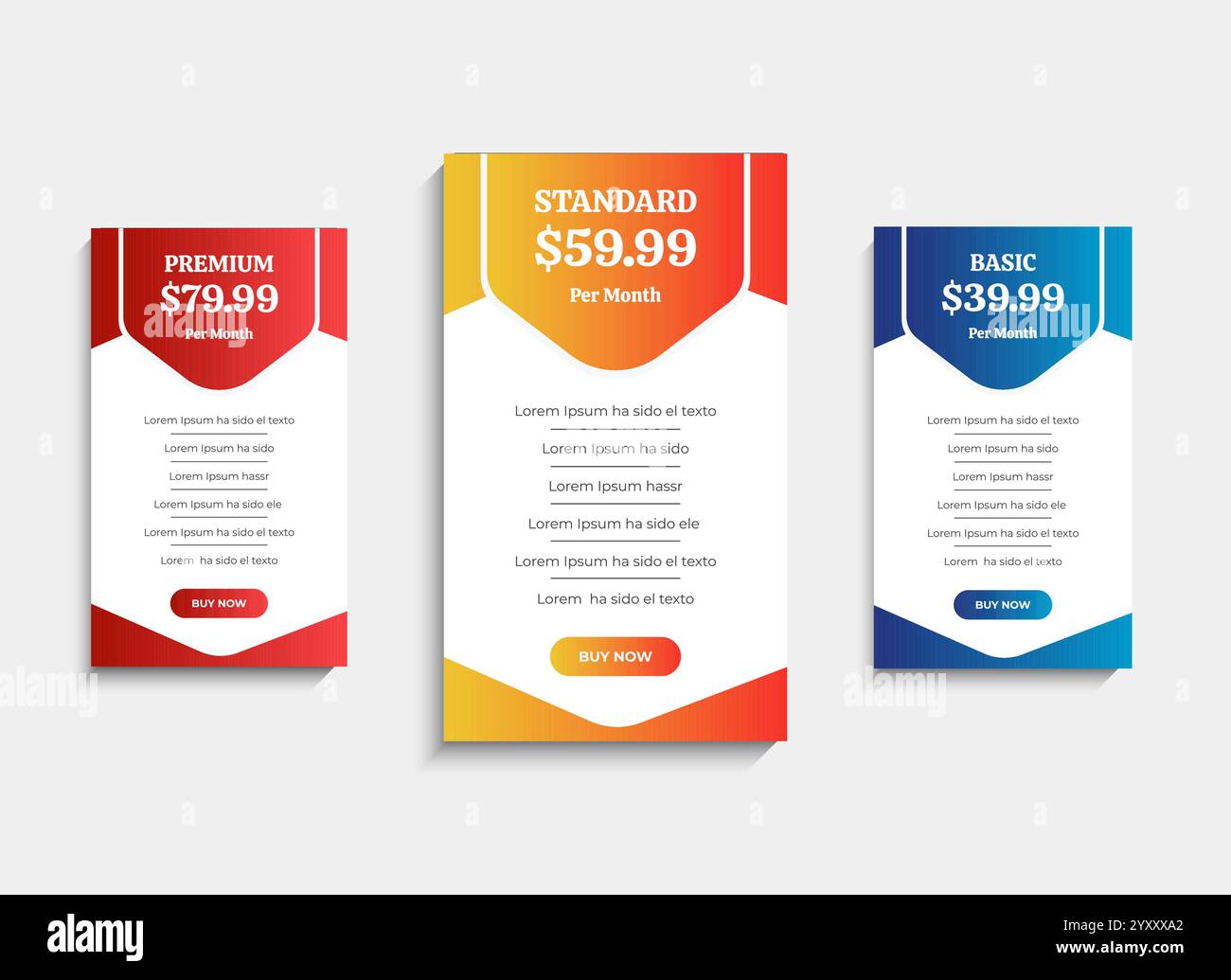 Conception de modèle de tableau de comparaison de prix moderne Illustration de Vecteur