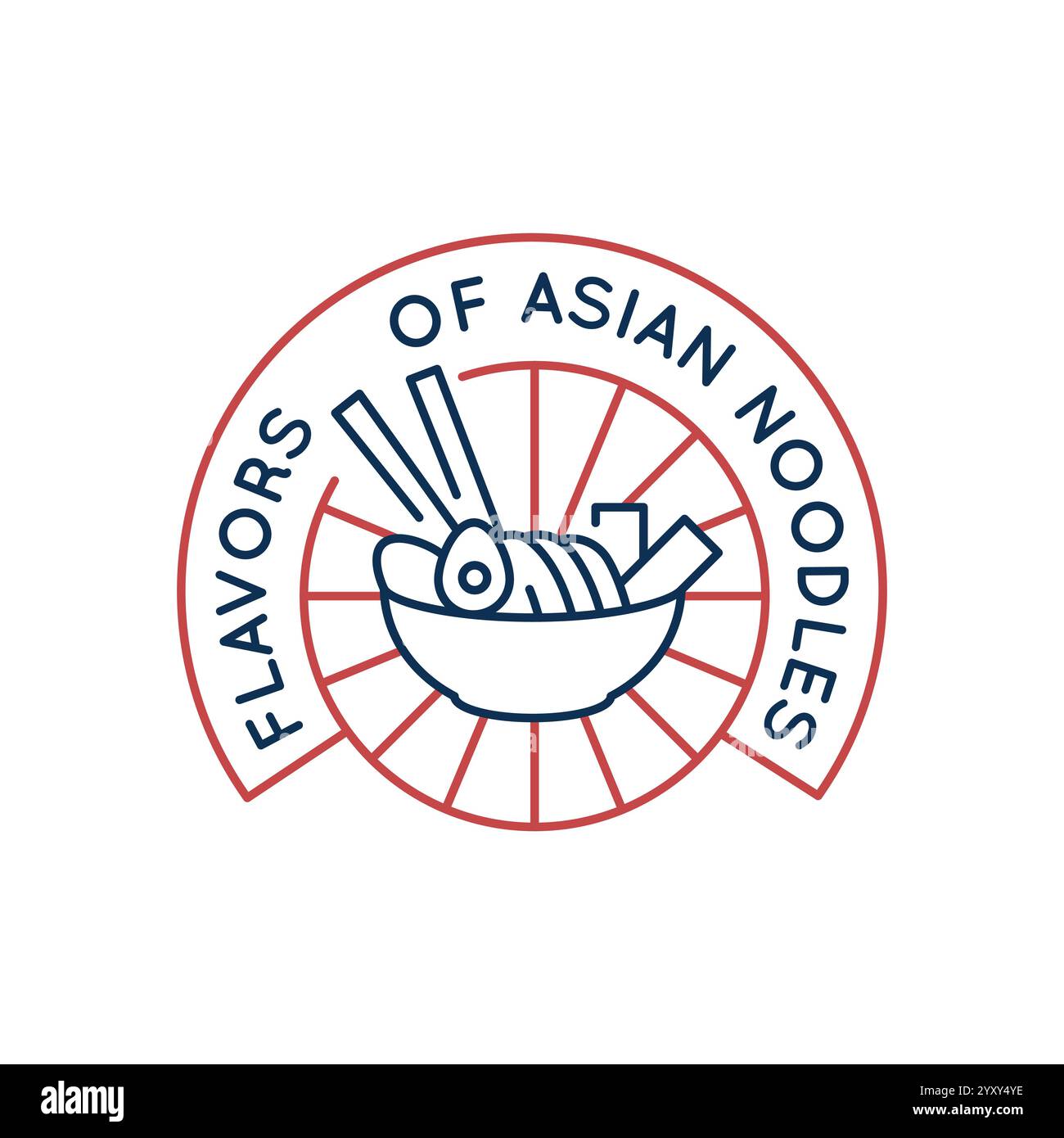 Logo simple avec icône de nouilles asiatiques Illustration de Vecteur