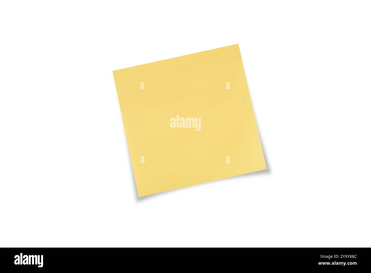 Vue de dessus du papier de note autocollante jaune ou post-it sur fond blanc Banque D'Images Vue de dessus du papier de note autocollante jaune ou post-it sur fond blanc Banque D'Images