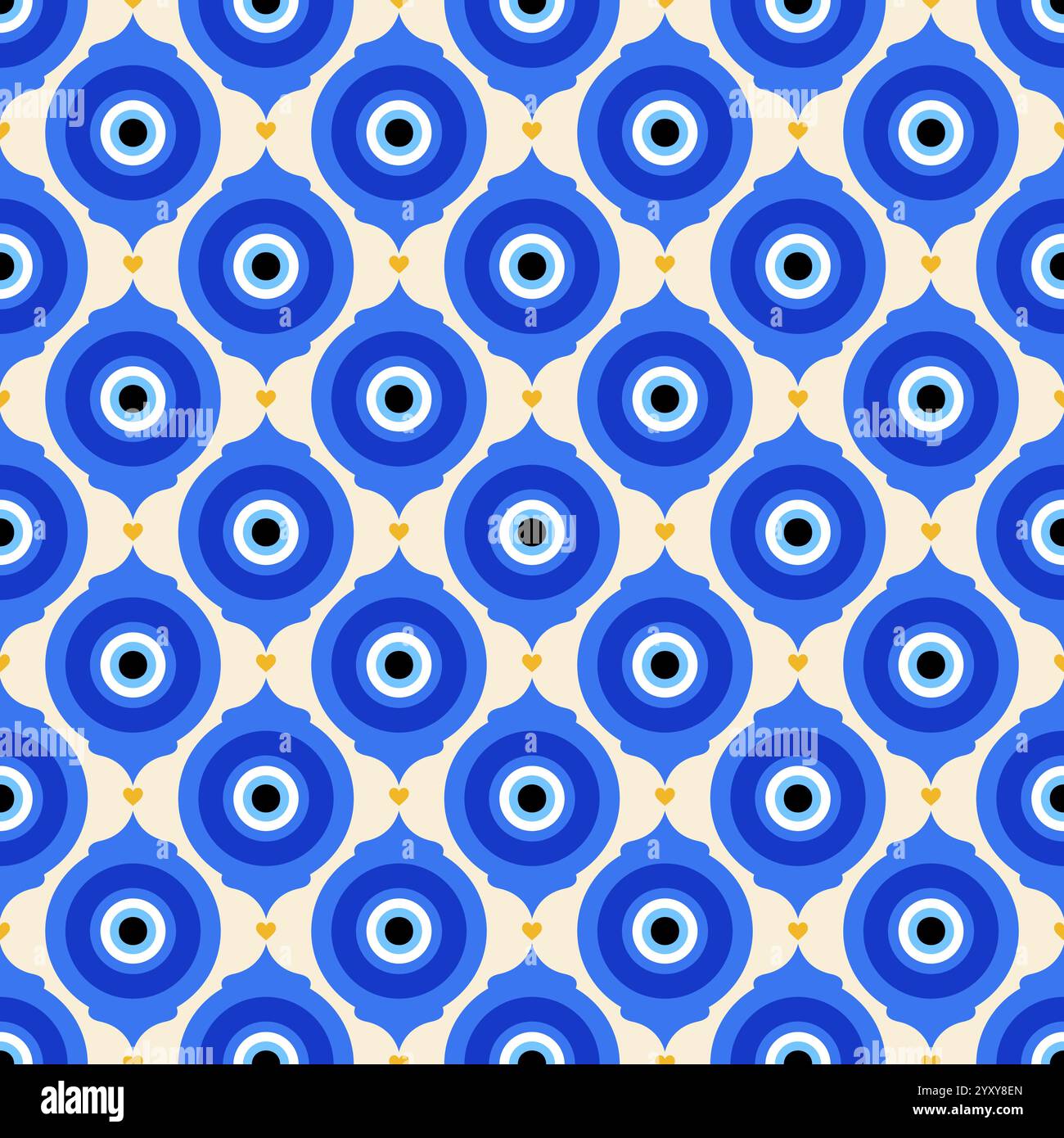 Mauvais œil fond sans couture. Perle bleue turque. Motif magique vectoriel grec avec nazar ethnique - symbole de protection et de chance. Ornement traditionnel Illustration de Vecteur