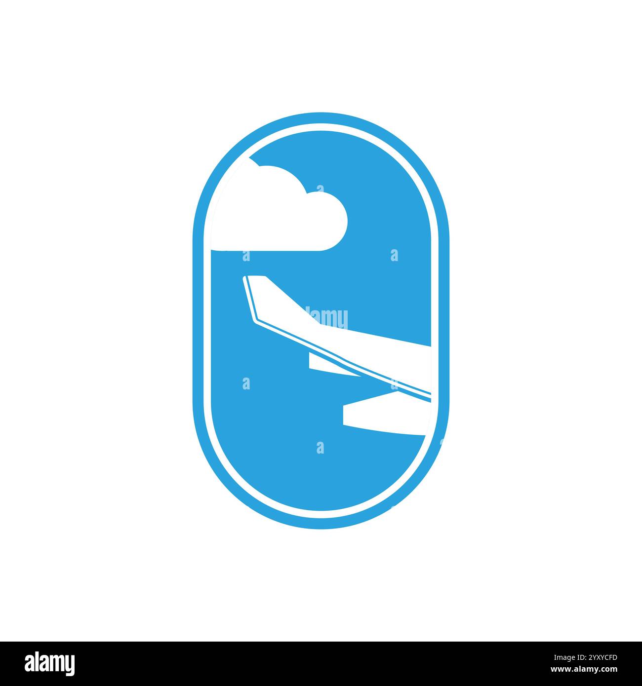 Fenêtre d'avion avec le ciel nuageux en dehors du vecteur d'icône plat Illustration de Vecteur