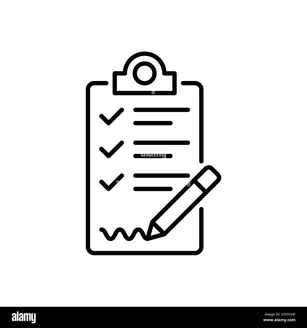 Stylo signant une icône de contrat avec signature, symbole de papier isolé sur fond blanc pour la conception graphique et web. Illustration de Vecteur