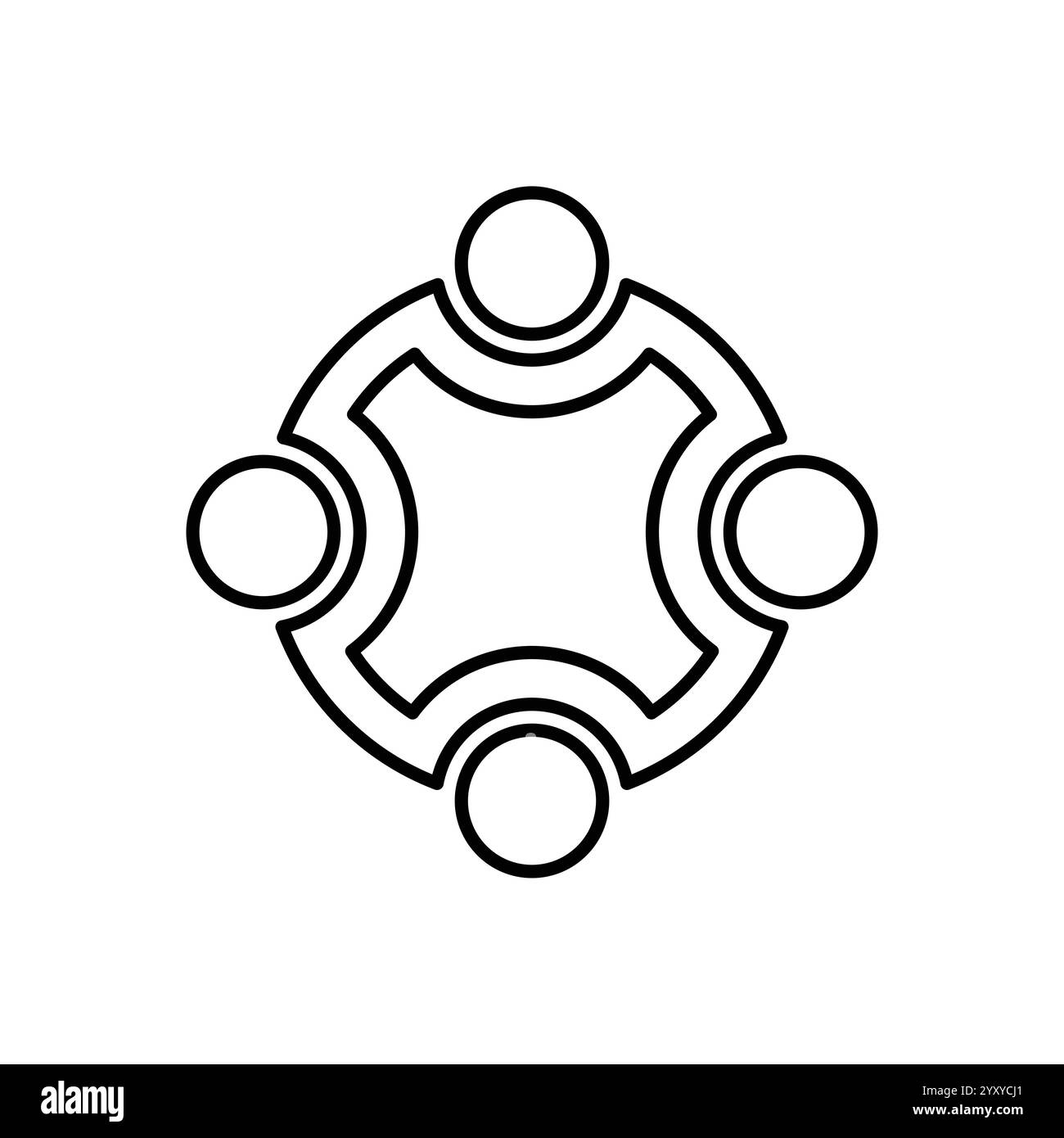 Icône brainstorming et travail d'équipe. Réunion d'affaires. Groupe de discussion. Équipe de débat. Groupe de personnes assis autour d'une table travaillant ensemble sur la nouvelle creat Illustration de Vecteur