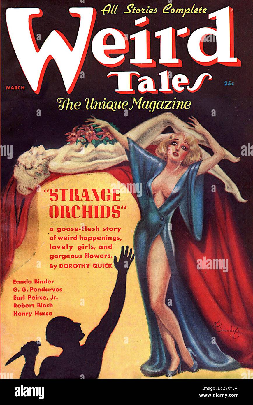 Couverture du magazine Pulp Weird Tales (mars 1937, vol. 29, no. 3) avec Strange Orchids par Dorothy Quick. Couverture par Margaret Brundage. Banque D'Images