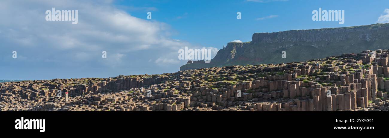 Giants Causeway, une zone de pierres de basalte hexagonales, créée par une éruption volcanique ancienne en Irlande du Nord. Banque D'Images