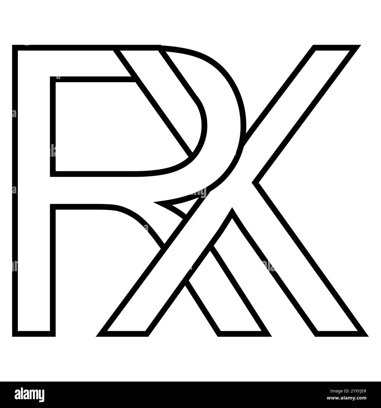 Logo signe rx xr, icône double lettres logotype R x Illustration de Vecteur