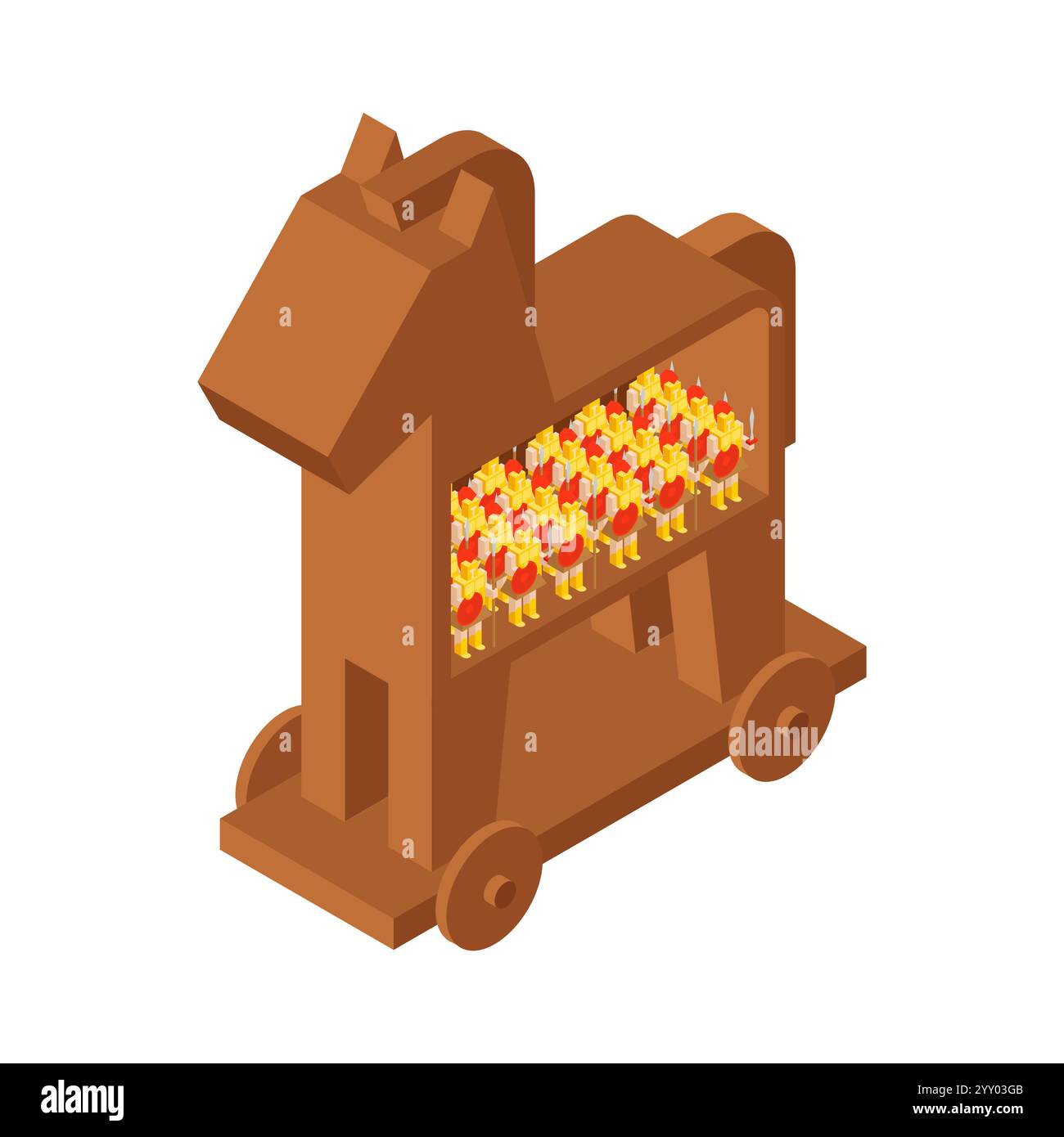 Cheval de Troie et soldats Danaans. Guerres de la Grèce antique. Illustration de Vecteur