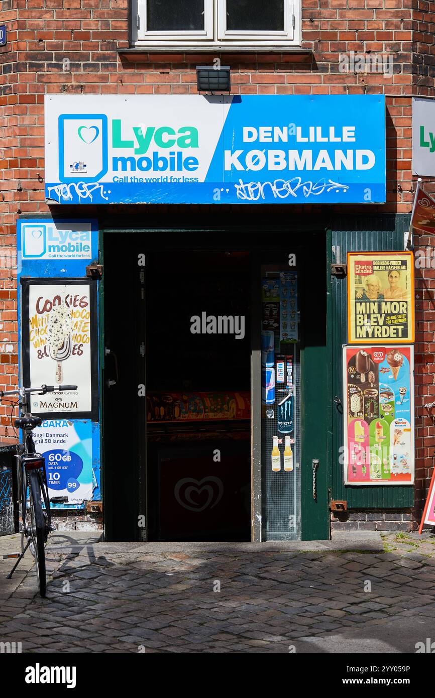 Den Lille Købmand, petite boutique ; Copenhague, Danemark Banque D'Images