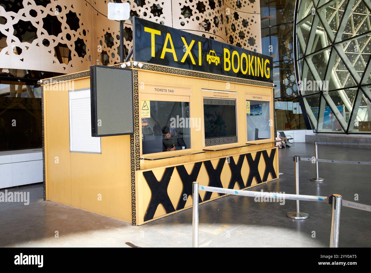 bureau officiel de réservation de taxi à aeroport marrakech menara aéroport marrakech, maroc Banque D'Images