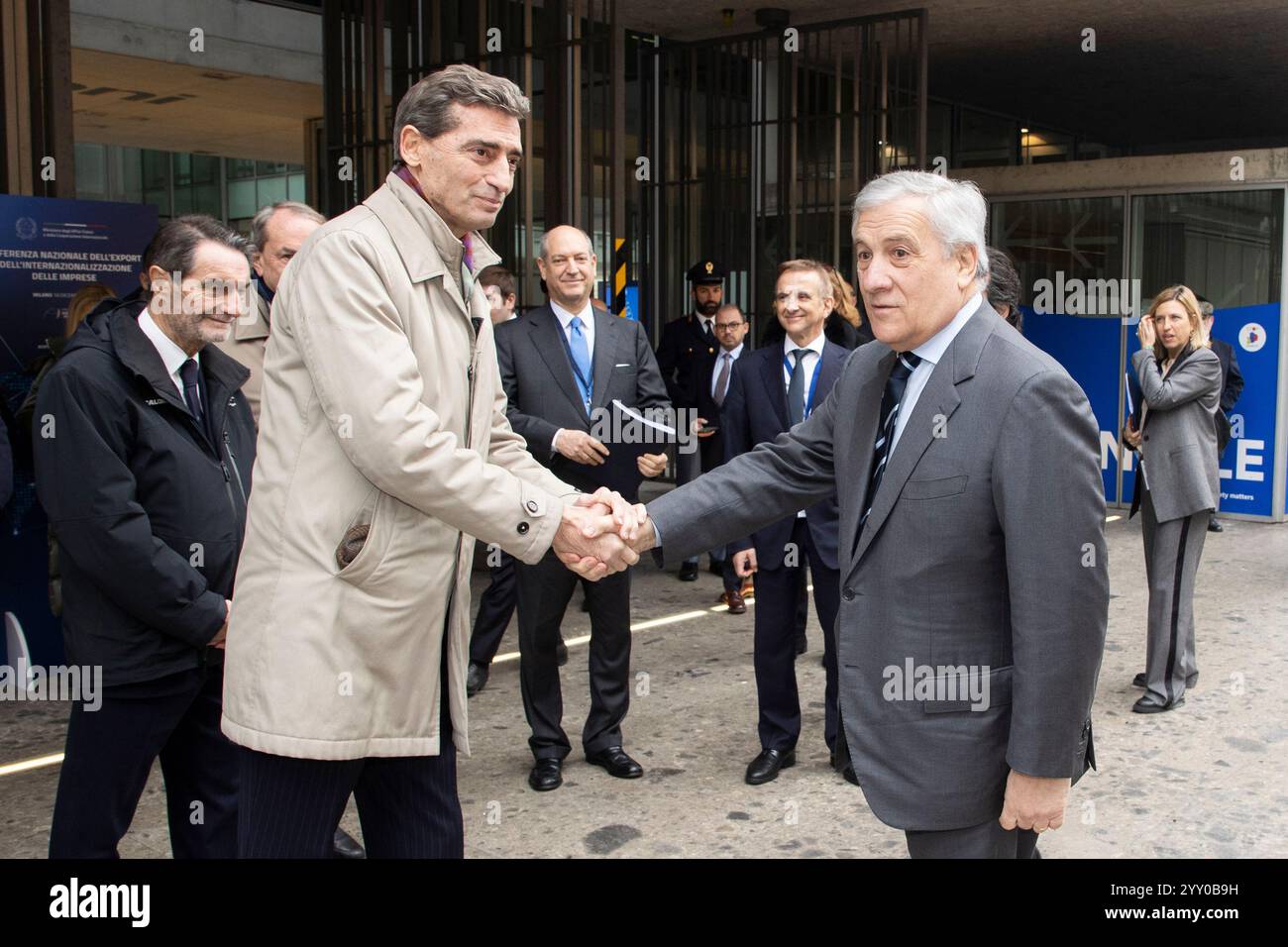 Milan, Italie. 18 décembre 2024. Nella foto da sinistra verso destra Attilio Fontana, Andrea Sironi Presidente Bocconi, Antonio Tajani Vicepresidente del Consiglio dei ministri della Repubblica ItalianaMilano - Italia - Cronaca Mercoled&#xec;, 18 Dicembre, 2024 (Foto di Marco Ottico/Lapresse) The States General of Diplomacy XVII Milan, Italie - News mercredi, 18 décembre, 2024 (photo by Marco Ottico/Lapresse Live News) Alamresse Banque D'Images