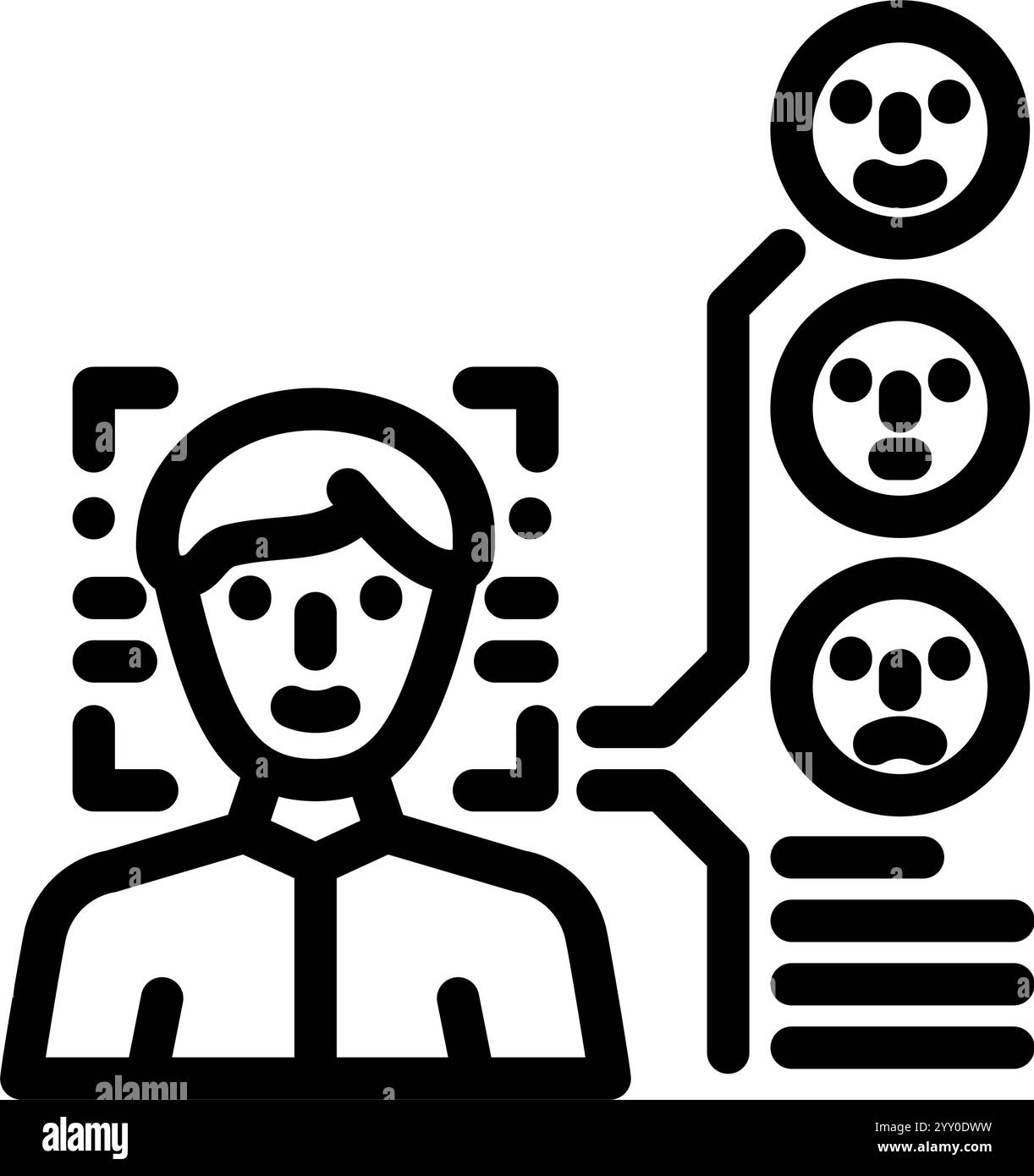 illustration vectorielle d'icône de ligne de nlp face d'analyse de sentiment Illustration de Vecteur