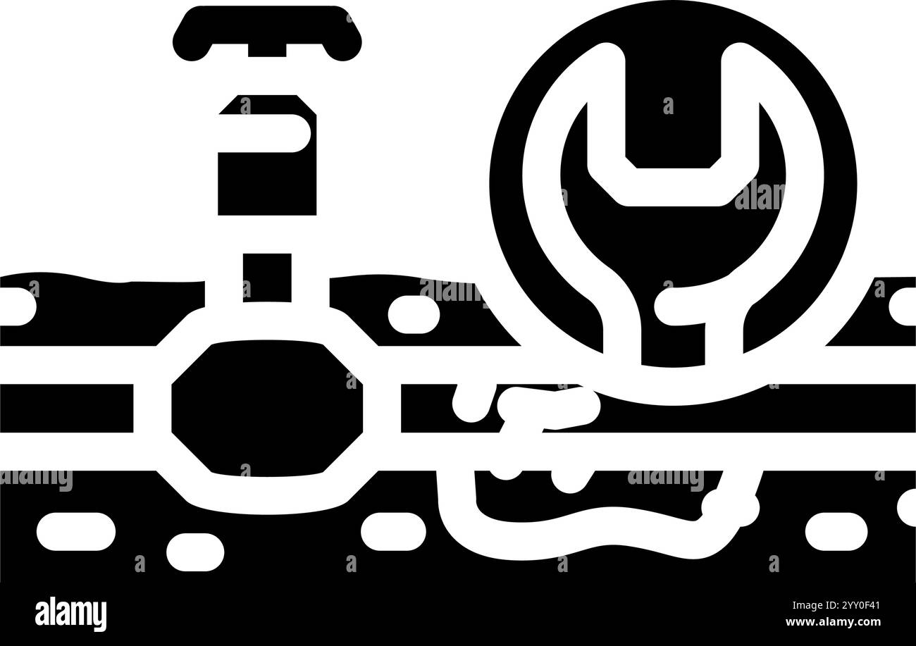 illustration vectorielle d'icône de glyphe d'entretien de jardin de réparation de système d'arrosage Illustration de Vecteur