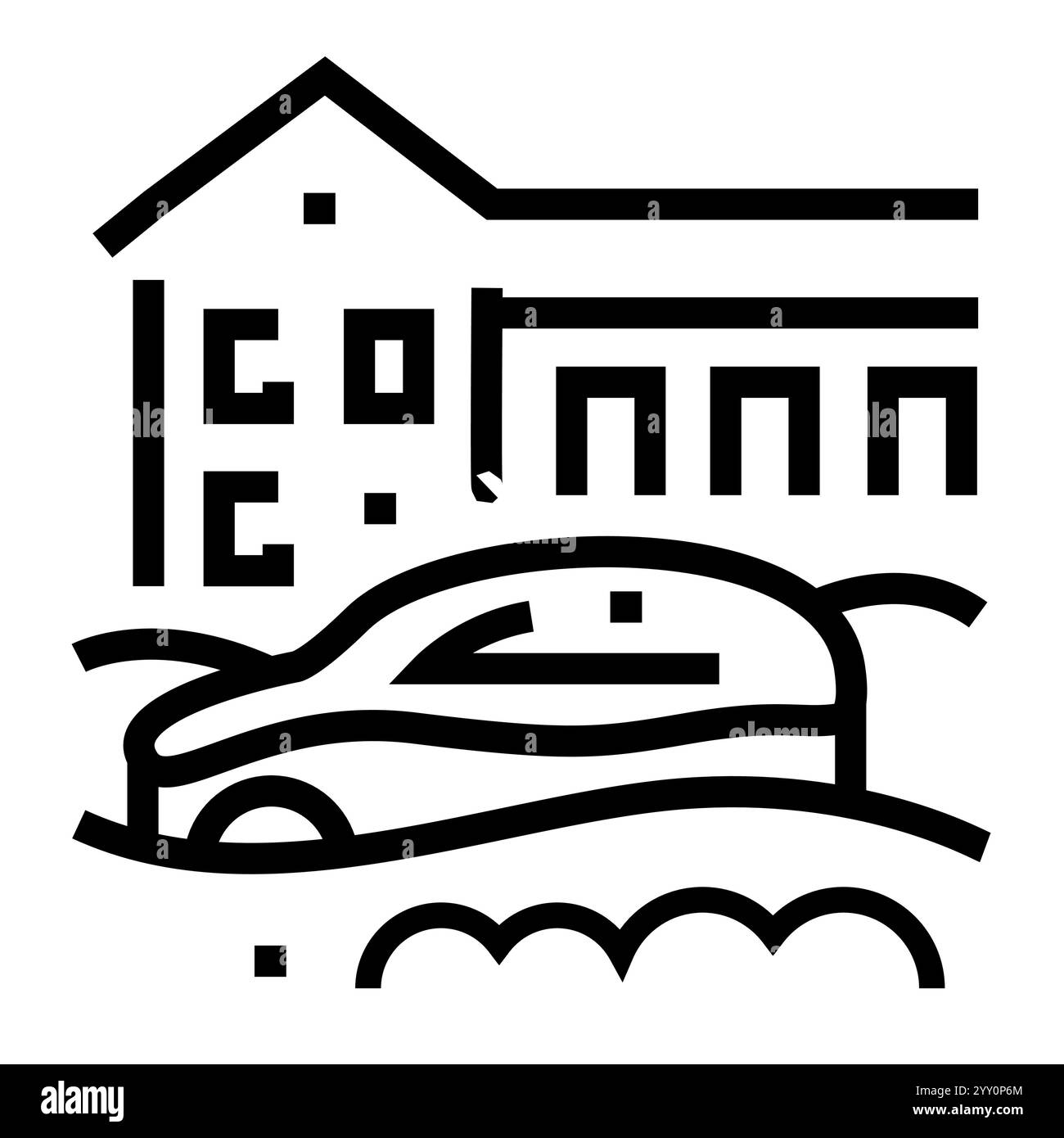 Panorama hiver paysage ligne icône noire. Signez pour la page Web, l'application mobile, le bouton, le logo. Bouton isolé de vecteur. Contour modifiable. Illustration de Vecteur