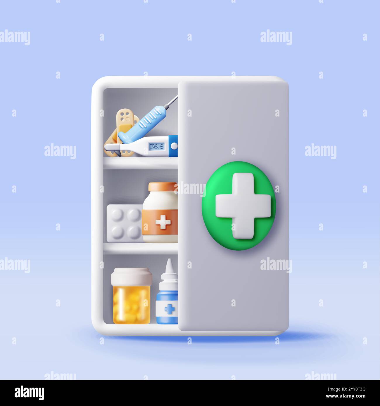 armoire à pharmacie 3d isolé. Collection médicale Illustration de Vecteur