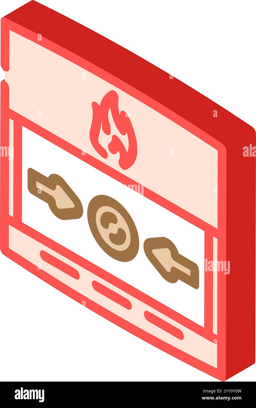 illustration vectorielle d'icône isométrique de bouton d'alarme incendie Illustration de Vecteur