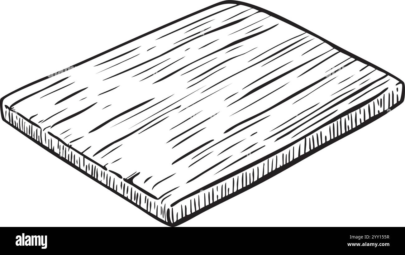 Planche à découper en bois vintage illustration vectorielle de dessin de ligne. Illustration de Vecteur