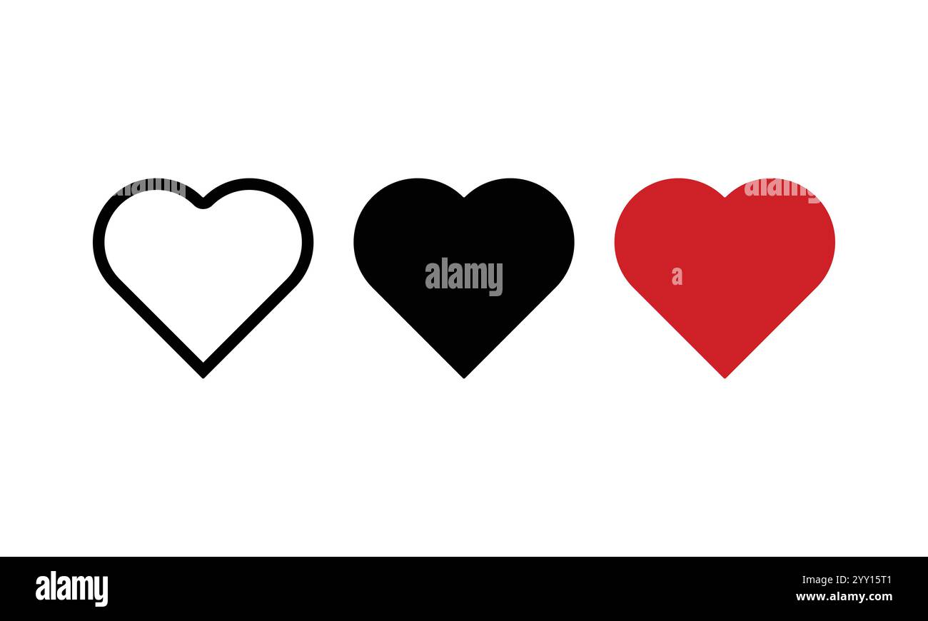 Collection d'illustrations de coeur, ensemble d'icônes de symbole d'amour, vecteur de symbole d'amour. Illustration de Vecteur