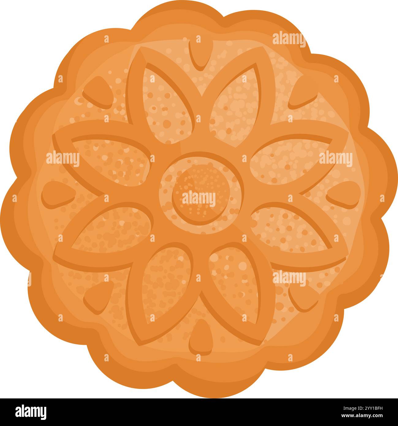 Mooncake dessert chinois traditionnel vue de dessus, isolé sur fond blanc Illustration de Vecteur