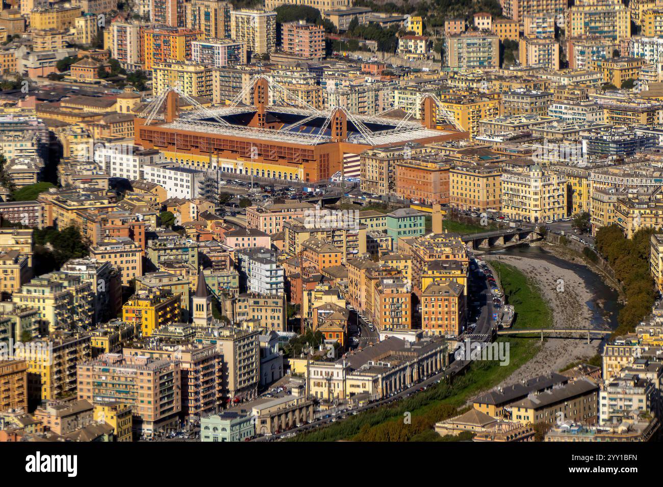 Le stade de Gênes vue aérienne sampdoria équipe de football Luigi Ferraris Banque D'Images