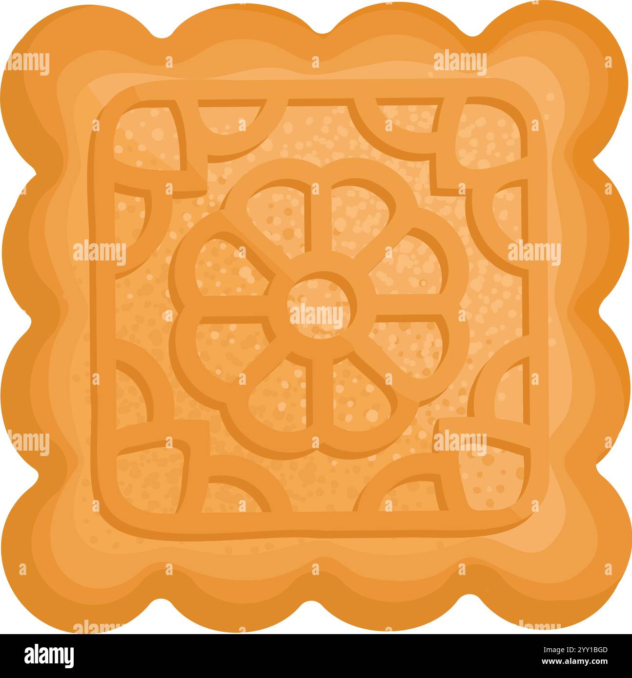 Mooncake dessert chinois traditionnel vue de dessus, isolé sur fond blanc Illustration de Vecteur