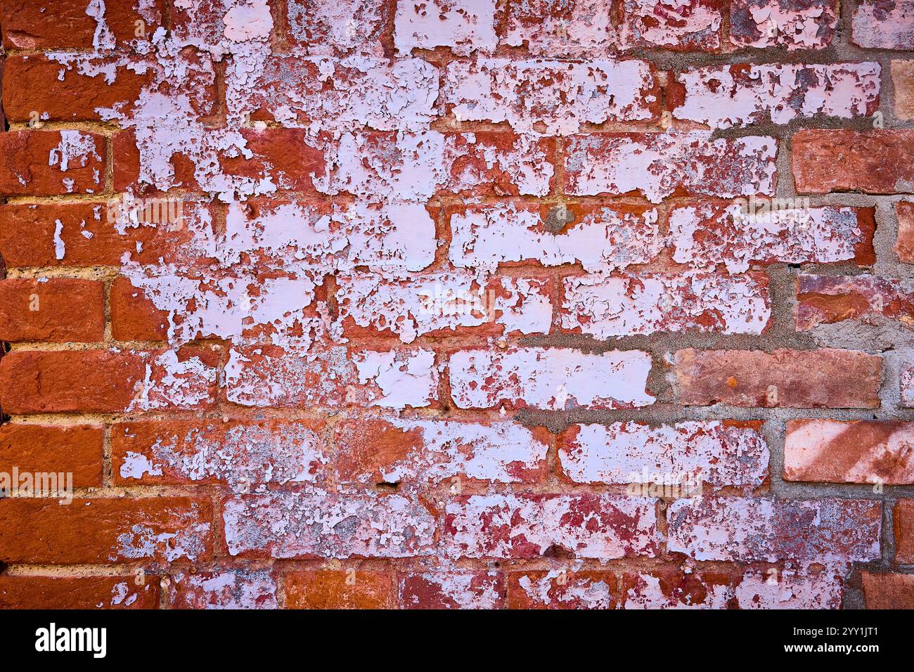 Mur de briques altérées avec texture de peinture pelable au niveau des yeux Banque D'Images