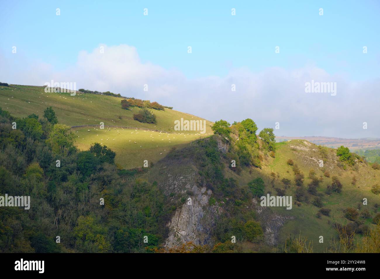 Collines et champs lointains dans le Staffodrshire, Royaume-Uni Banque D'Images