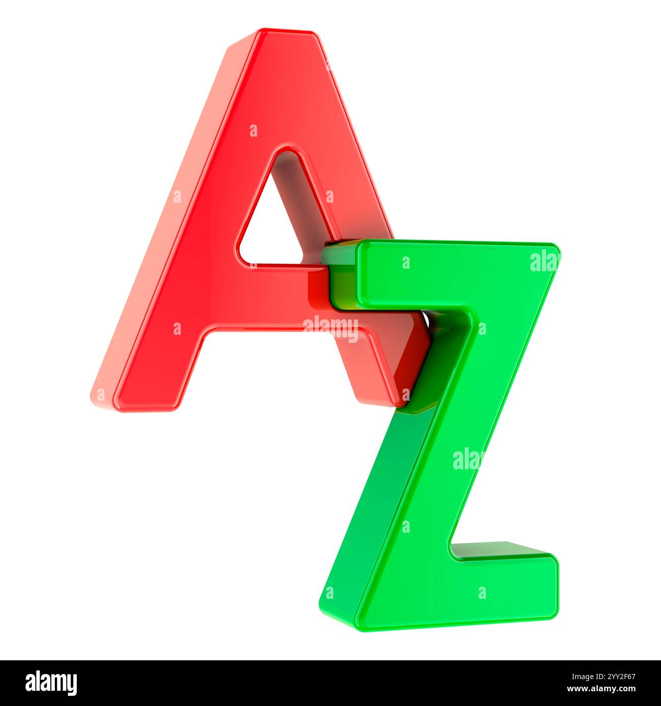 Signe A-Z, lettres colorées. Rendu 3D isolé sur fond blanc Banque D'Images