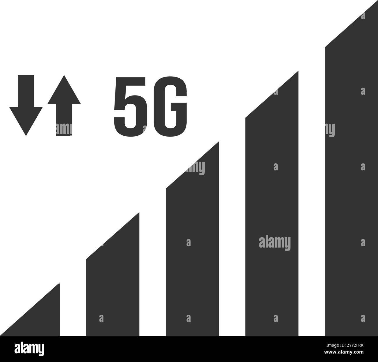 Graphique à barres croissant illustrant la croissance rapide des vitesses de chargement et de téléchargement rendues possibles par la technologie 5G avancée, soulignant l'avenir du mobile Illustration de Vecteur