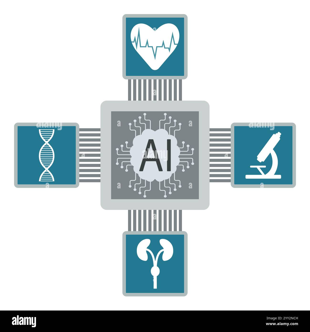 Utilisation de l'intelligence artificielle en médecine pour le diagnostic précoce des maladies Illustration de Vecteur