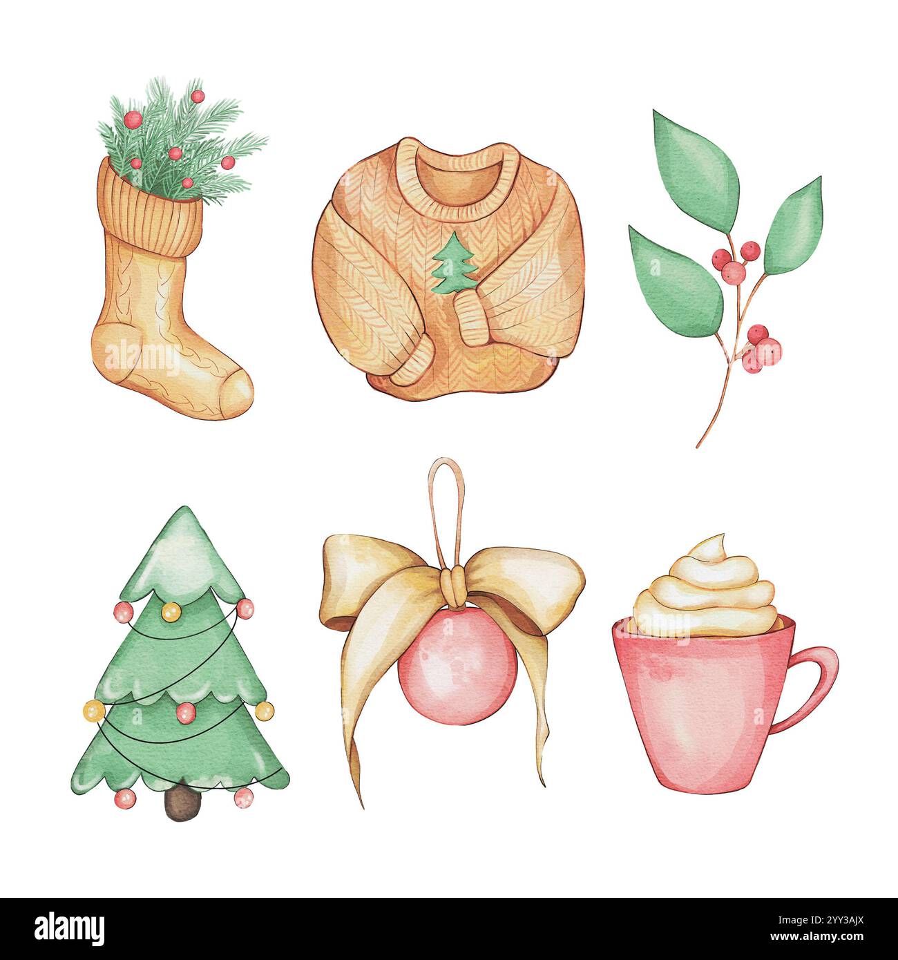 Ensemble d'illustrations de Noël Banque D'Images