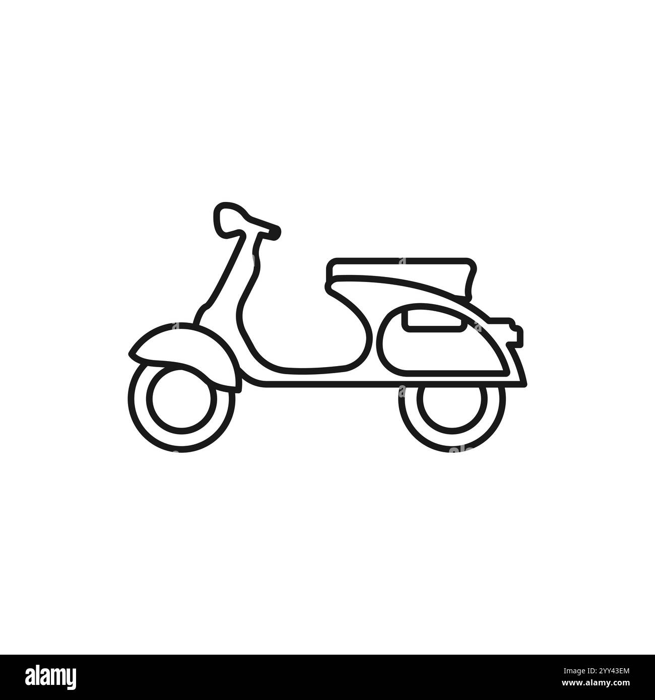 Icône de ligne de scooter, signe vectoriel de contour, pictogramme de style linéaire isolé sur blanc. Symbole de livraison, illustration du logo. Illustration de Vecteur