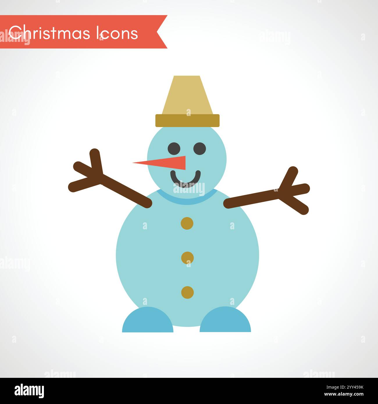 Bonhomme de neige dans un style plat. Icône de Noël. Illustration vectorielle Illustration de Vecteur