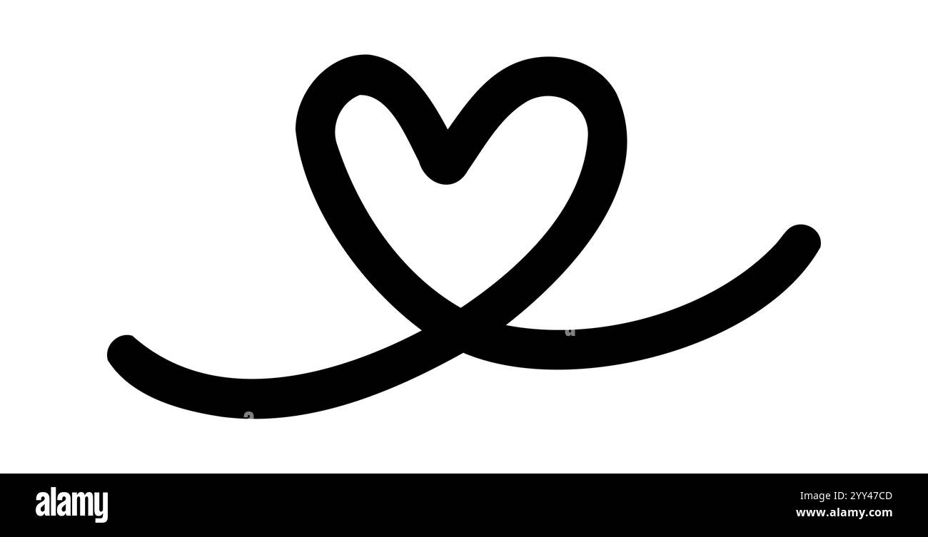 Simple Doodle Heart. Cœur dessiné à la main isolé sur fond blanc. Symbole Saint-Valentin. Illustration vectorielle. Illustration de Vecteur