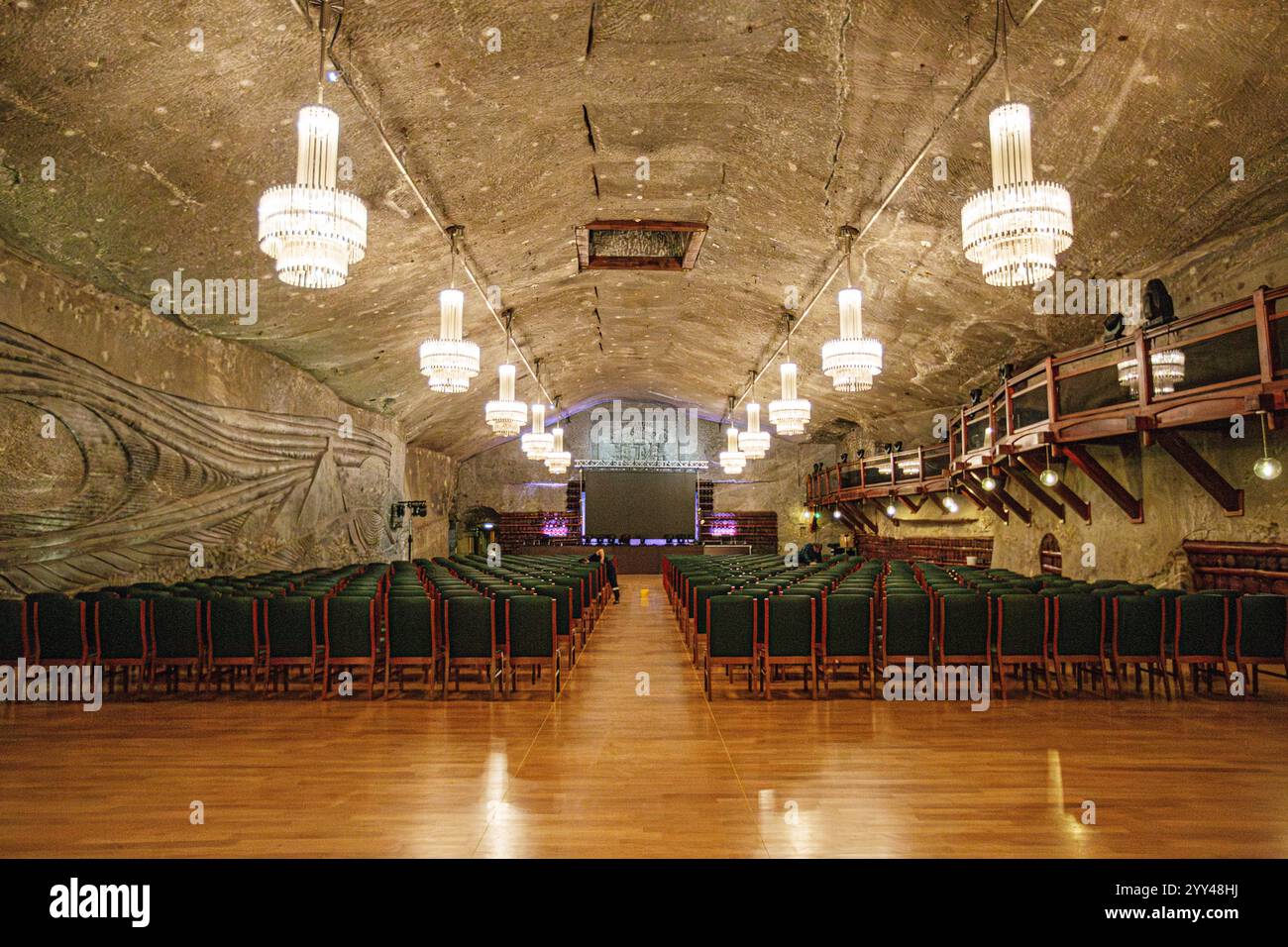La salle de concert souterraine : la grande salle de concert de Wieliczka (mine de sel de Wieliczka, Pologne) Banque D'Images