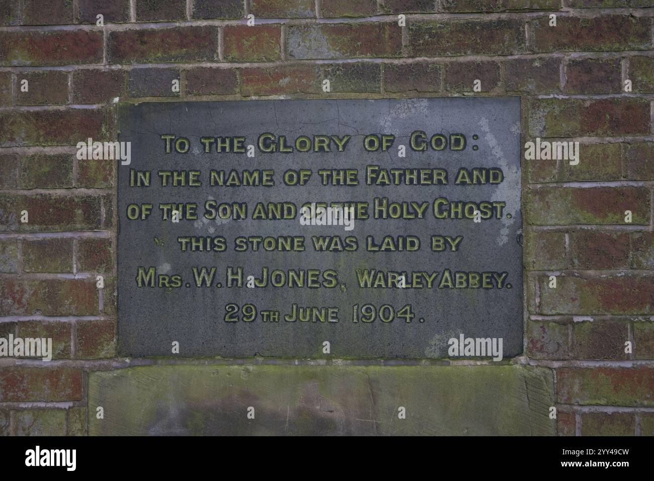 Foundation Stone, église de Giles, Rowley Regis, West MNidlands, Angleterre, ROYAUME-UNI Banque D'Images