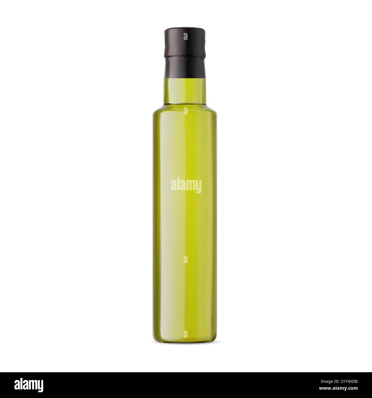 Maquette de vecteur en verre vert de bouteille d'huile d'olive. Illustration 3d réaliste de pot d'huile végétale extra vierge végétarienne naturelle pour méditerranéen ou italia Illustration de Vecteur
