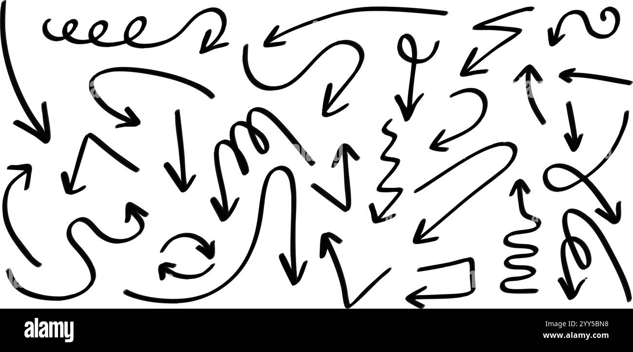 Diverses flèches dessinées à la main. Illustration vectorielle Illustration de Vecteur