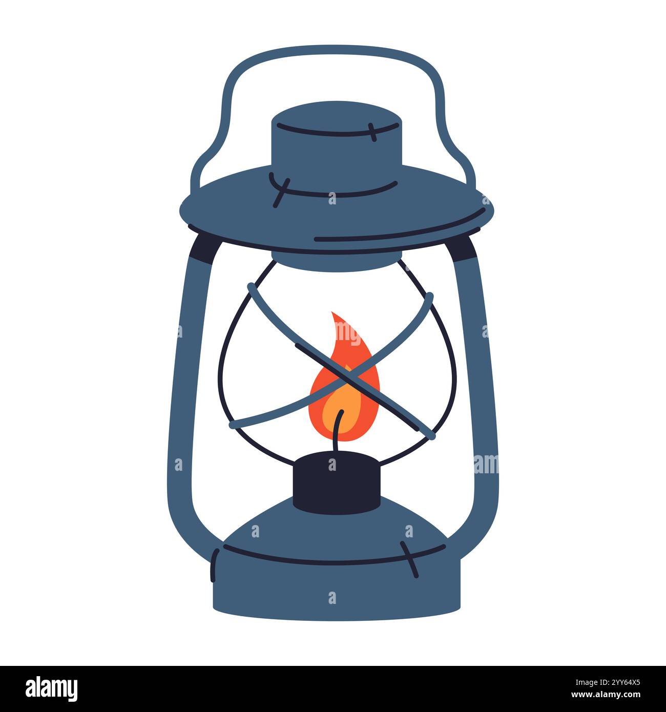 Une icône de lanterne à huile ou une enseigne de lampe. Autocollant ou clipart isolé par vecteur. Lampe à kérosène un équipement léger ou un élément de décoration intérieure. Lanterne antique suspendue. Illustration de Vecteur