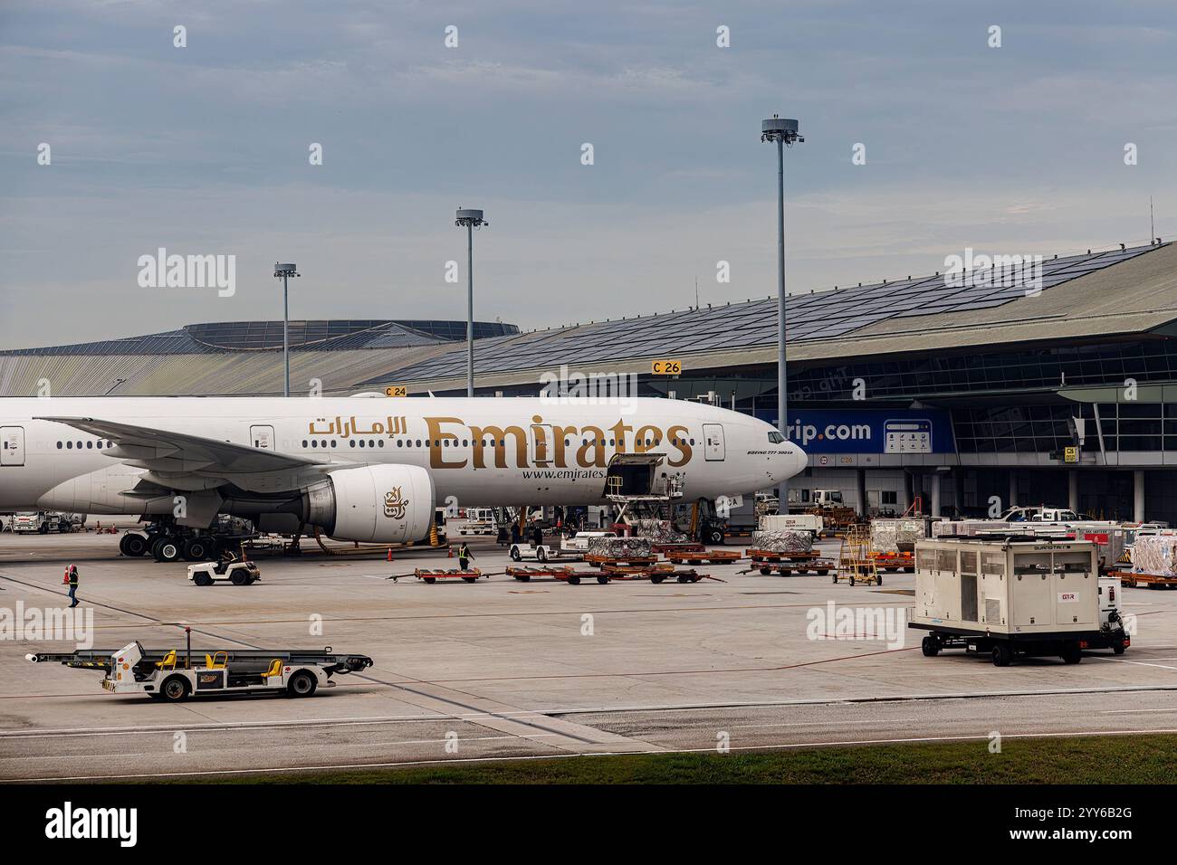Emirates aicraft à l'aéroport de Kuala Lumpur, Malaisie Banque D'Images