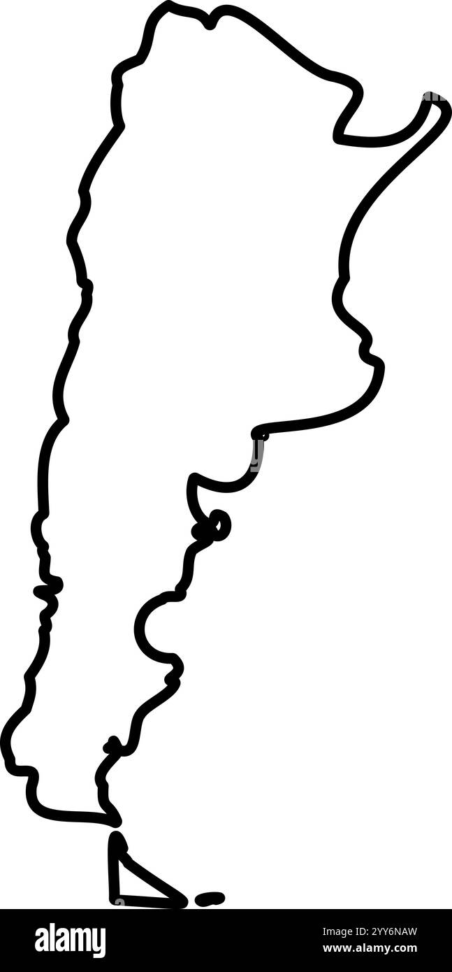 Argentine - carte de la frontière noire unie de la région du pays. Illustration simple à vecteur plat. Illustration de Vecteur