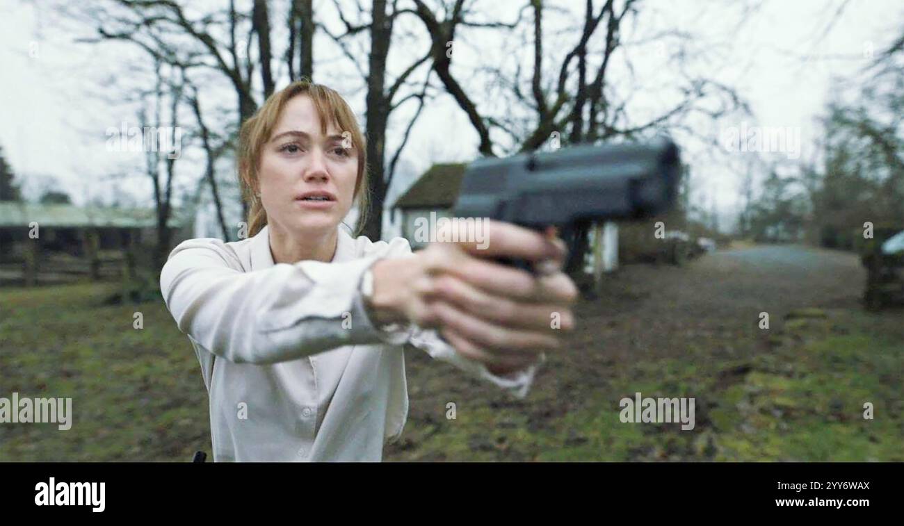 LONGLEGS 2024 film néon avec Maika Monroe Banque D'Images