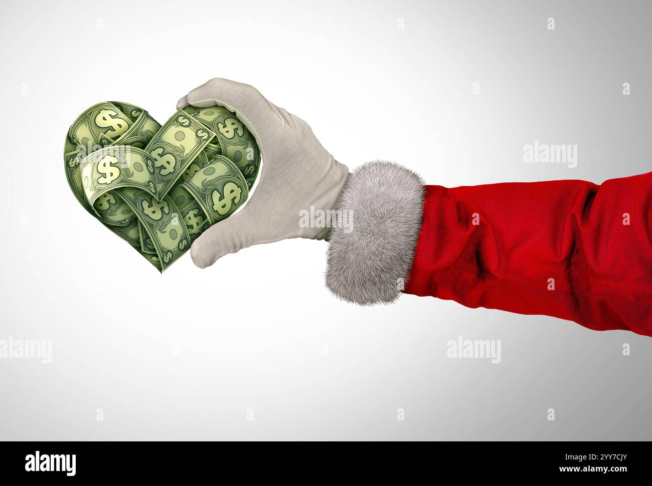 Cadeaux de vacances et générosité comme le Père Noël aiment comme Noël soutien philanthropique de charité pour donner aux moins fortunés comme aide financière Banque D'Images