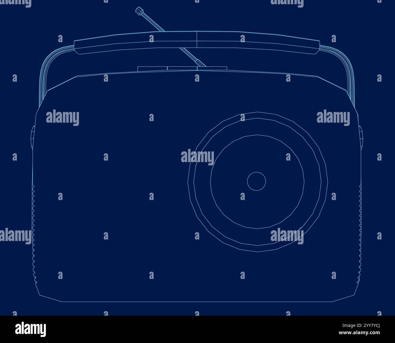 Contourner l'ancien tuner radio. Illustration vectorielle de récepteur radio vintage, style plat. Radio rétro. Vue de face Illustration de Vecteur