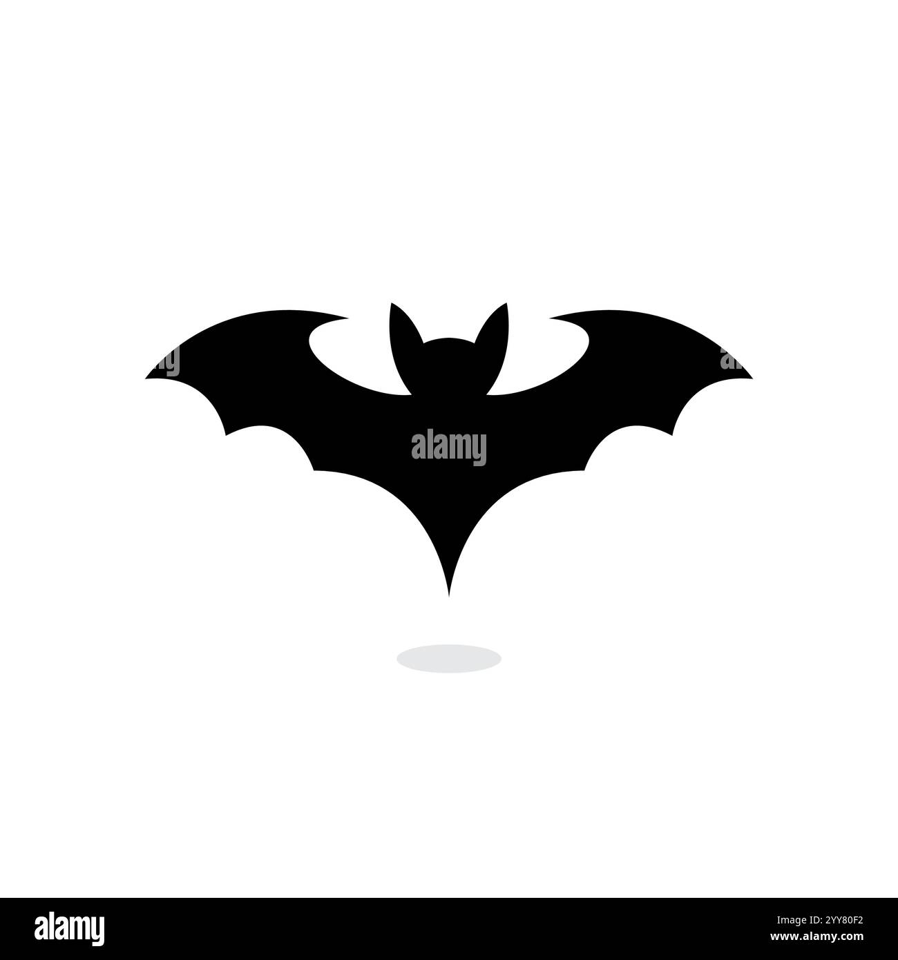 Silhouette sombre de chauve-souris avec ailes ouvertes. Vecteur d'icône de chauve-souris Illustration de Vecteur