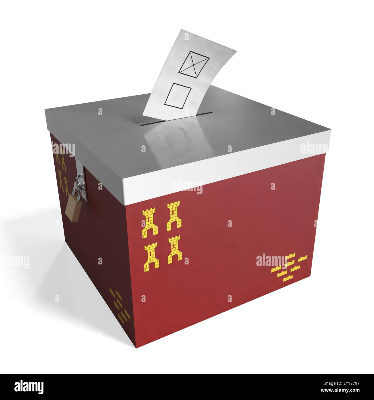 Région de Murcie - urne avec drapeau - illustration 3D. Banque D'Images
