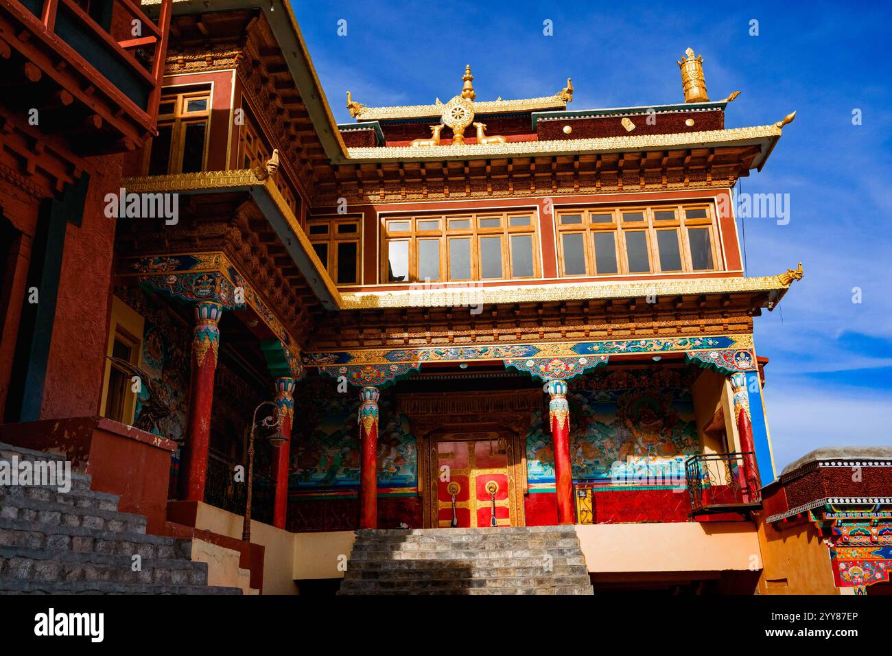 Monastère Matho du 14ème siècle, célèbre pour son Oracle Nagrang Festival où la danse masquée et les prédictions de l'avenir sont faites par Rongstans ou Oracles. Banque D'Images